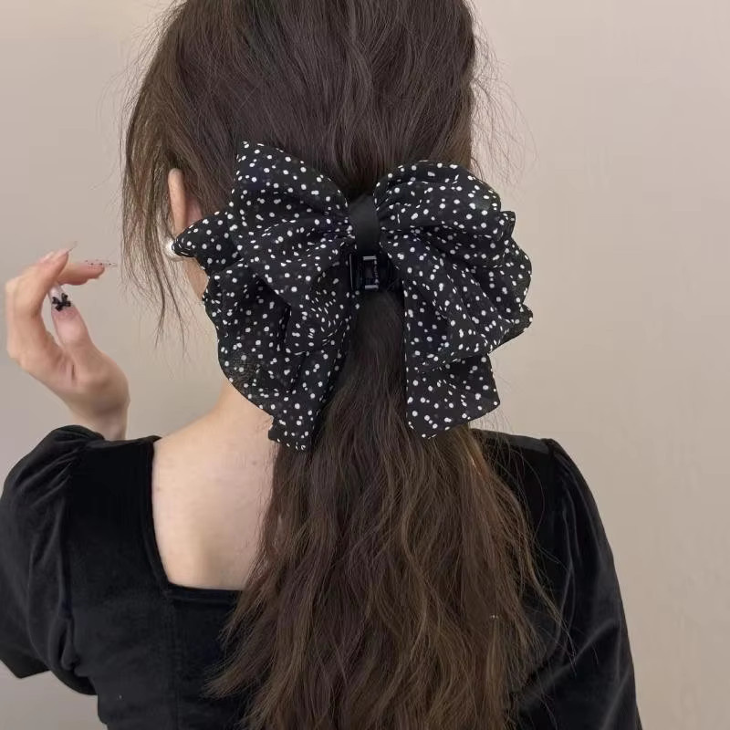 ZYFHTT Haarspange mit Schleife, Polka Dot Netz, Damen - Bild 3