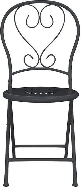 Vente-unique Gartenstuhl Guermantes aus Metall in Anthrazitgrau matt im Schmiedeeisen-Stil, klappbar, Breite: 41 cm - Bild 1