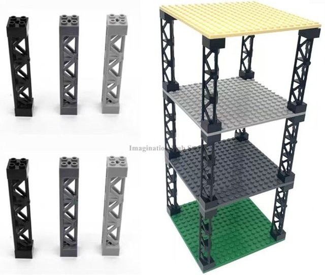Supfy Eisenrahmen-Säulen Eisenbahnschienen-Stützhalterung, 8-teiliges Set, Schwarz - Bild 1