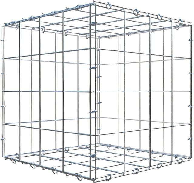C-Ring Gabione aus Stahl in Silbergrau, B/T/H: 40 x 40 x 40 cm, Maschenweite 10 x 10 cm - Bild 1