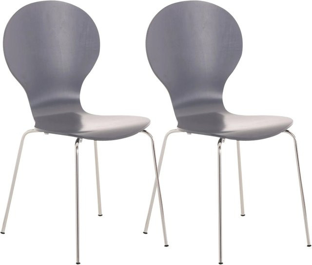 DELUKE 2er Set Besucherstuhl ATHENS Konferenzstuhl und Bürostuhl in Grau mit Holz und Metall, B/T/H: 43 x 45 x 86 cm - Bild 1