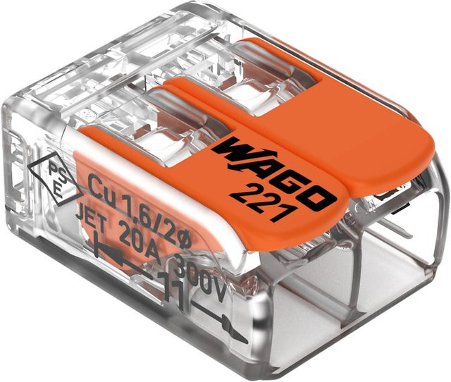 Wago Hebelklemme 2-polig orange Ø 0,2 - 4 mm² 5 Stück - Bild 1