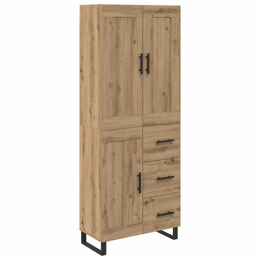 vidaXL Highboard Artisan-Eiche in Braun mit Schranktüren und Regalfächern, B/T/H: 69,5 x 34 x 180 cm - Bild 2
