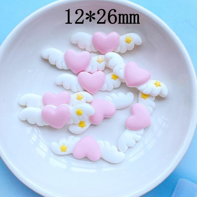 10 Stück Yiran bag Harz Cabochons in Form von Mini-Liebesbriefen mit Flügeln für Scrapbooking und DIY Schmuckdekor in Weiß - Bild 1