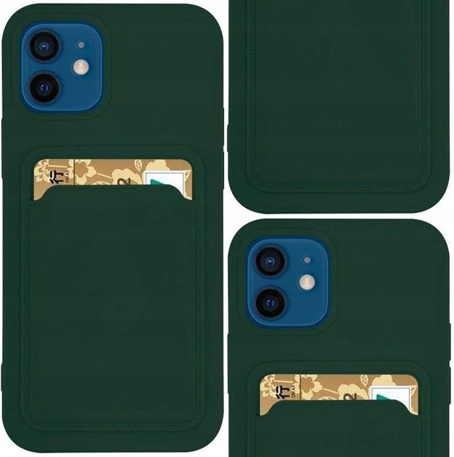 Silikon Kartenetui und Portemonnaie mit Tasche für Samsung Galaxy A22 4G in Dunkelgrün - Bild 1
