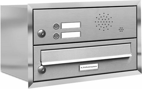 AL Briefkasten für 1 Partei zur Unterputzmontage, silberfarben, B/H/T: 42,5 x 27,0 x 27,5 cm - Bild 1