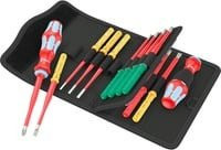 Wera Kraftform Kompakt VDE Stainless 17 extra slim 1 Elektriker Wechselklingen-Set aus Edelstahl, 17-teilig, rot-blau-mehrfarbig - Bild 1