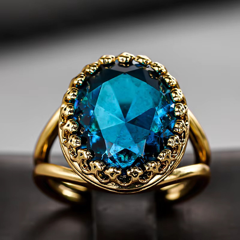 Huitan Damenring, Gold, blauer Zirkonia - Bild 2