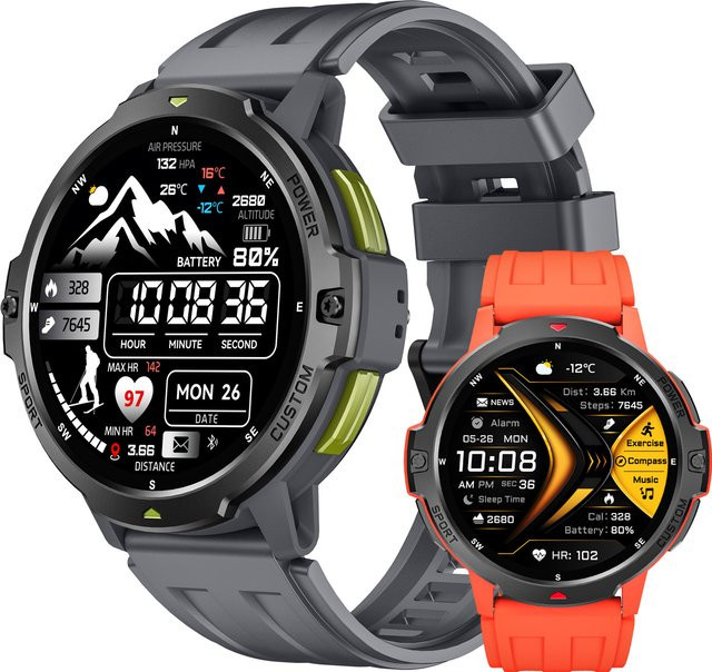 MISIRUN Smartwatch, GPS, Schwarz, Silikon, 3 ATM, Herren - Bild 1