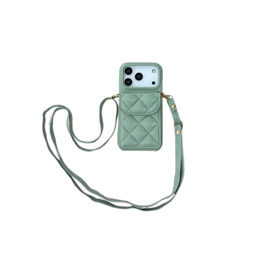 szHAIyu Luxuriöse Umhängetasche mit Lanyard und Kartenhalter aus Leder für iPhone 17 Air, 16, 15 Plus, 14 und 13 Pro Max in Blau - Bild 6