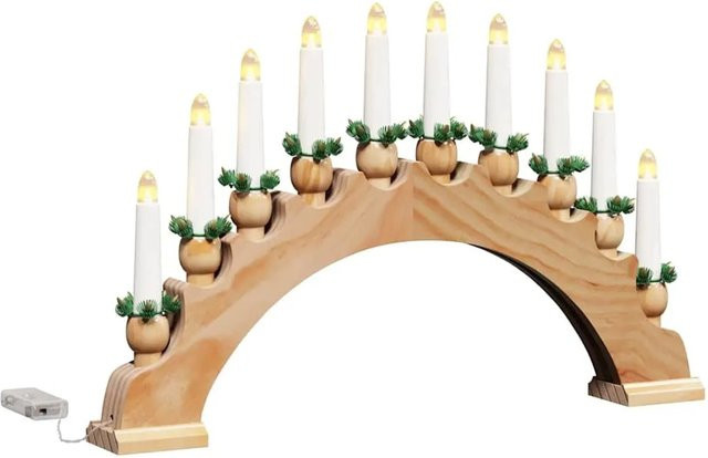 vidaXL Weihnachtskerzenbogen mit 10 LED Kerzen in Braun, B/T/H: 47 x 5 x 29 cm - Bild 1