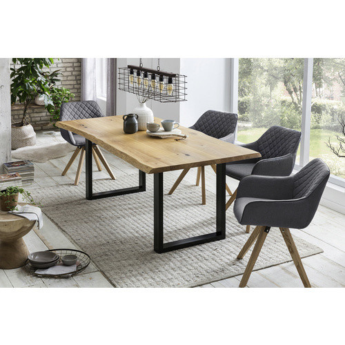 SalesFever Esstisch aus Eiche und Metall im Industrial Design, Farbe: Beige, B/T/H: 166 x 90 x 75 cm - Bild 3