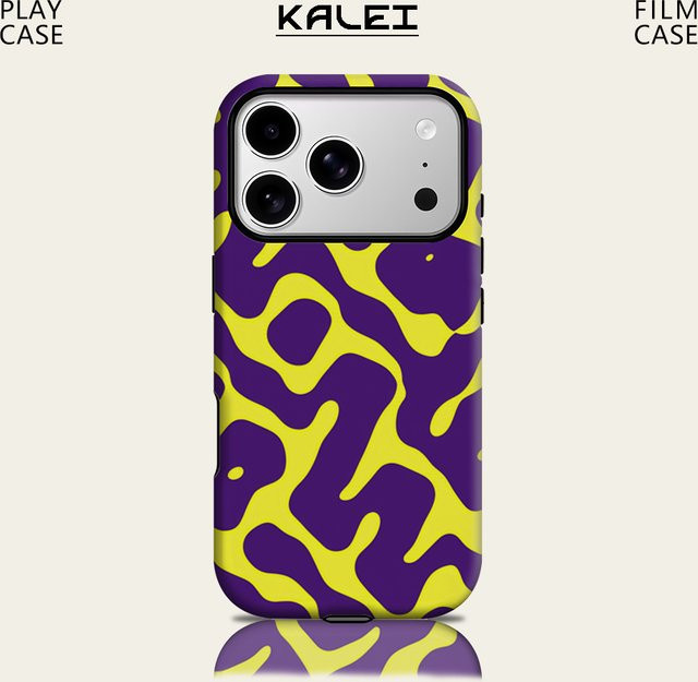 Magnetische iPhone Hülle mit lila-gelber Wellenform, Tough Case für iPhone 17, 16, 15 Pro Max und Plus - Bild 1