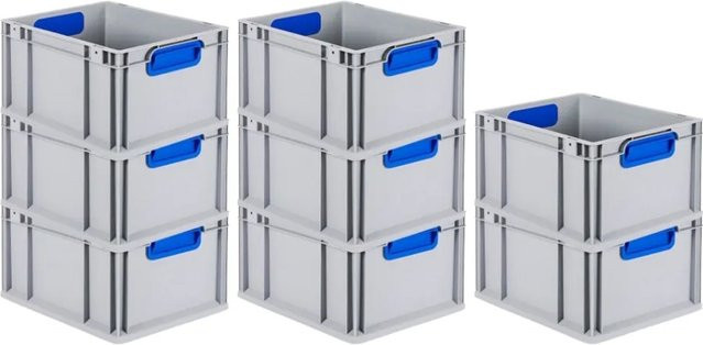 PROREGAL Spar Set 8x Eurobox Nextgen Color Transportboxen mit Griffen und glattem Boden, Blau, H x B x T: 22 x 30 x 40 cm, 20 Liter - Bild 1