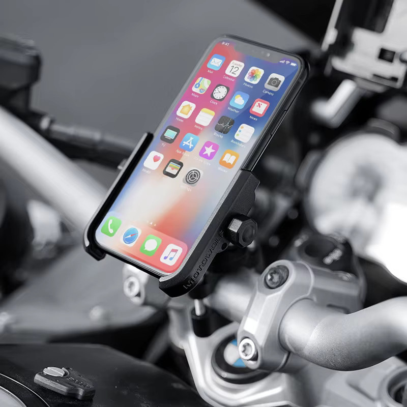 Universal Fahrrad und Motorrad Lenker Handyhalterung aus Aluminium Legierung in Silber für iPhone, Xiaomi und Samsung - Bild 4