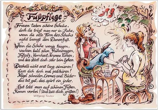 Zunftbild Fußpflege als Poster auf Antikpapier in A4-Format, mehrfarbig - Bild 1