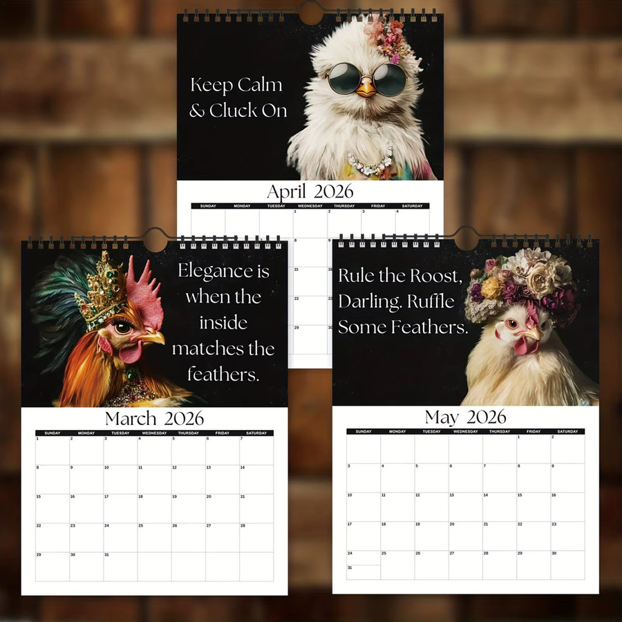 Wandkalender 2026 mit Henne-Motiven in Mehrfarbig - Bild 5