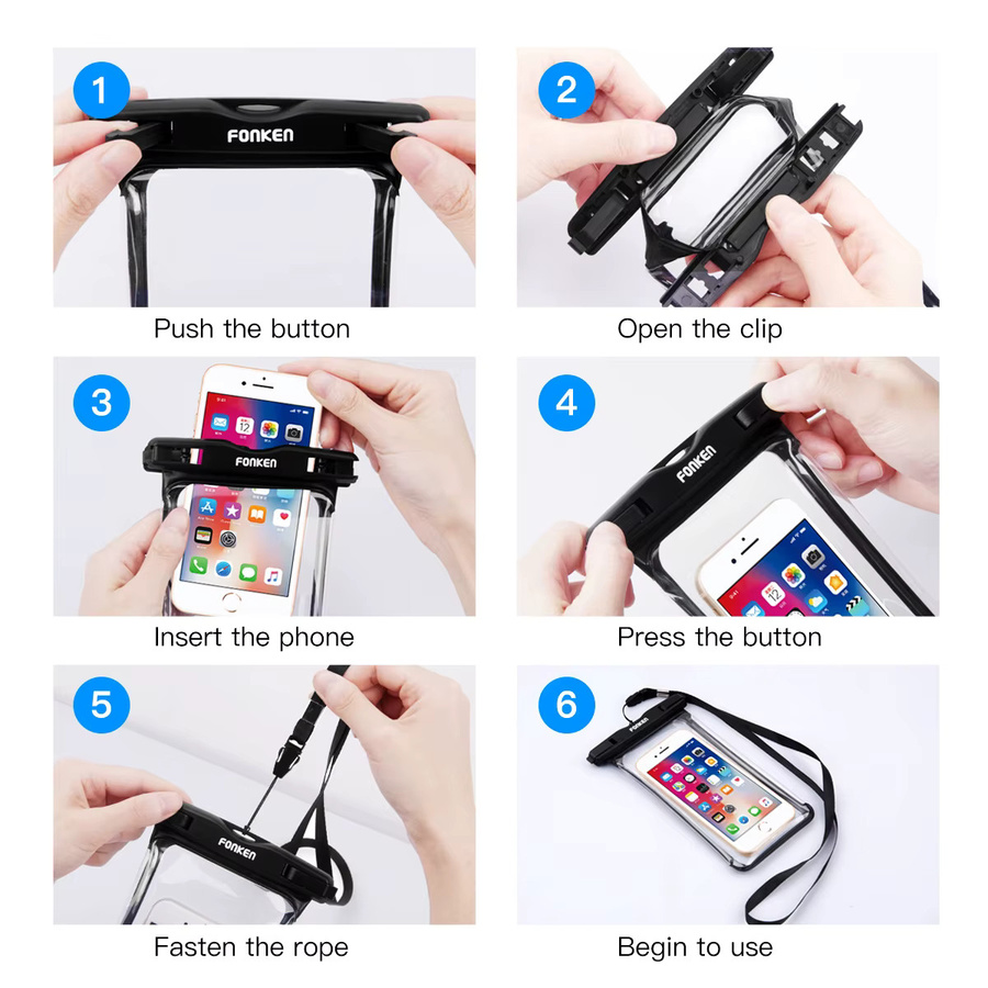 FONKEN Wasserdichte Unterwasser-Handyhülle für Apple iPhone, Huawei, Xiaomi und Samsung in Weiß - Bild 2