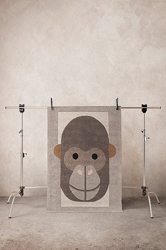 MADDOZ Baumwollteppich Handgetuftelt in Weiß und Braun mit Tier-Motiv, B/T: 120 x 170 cm - Bild 1