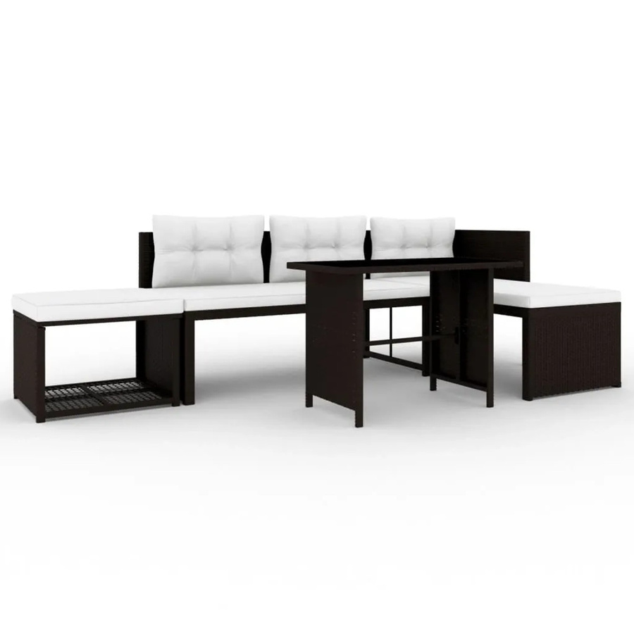 vidaXL 4-tlg Garten-Lounge-Set Modell 3 aus Poly Rattan in Braun mit Glasplatte und Stahlrahmen - Bild 2