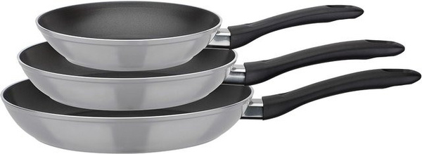 GSW Pfannen-Set Nova 3-teilig aus Aluminium mit Antihaftbeschichtung in Grau oder Schwarz