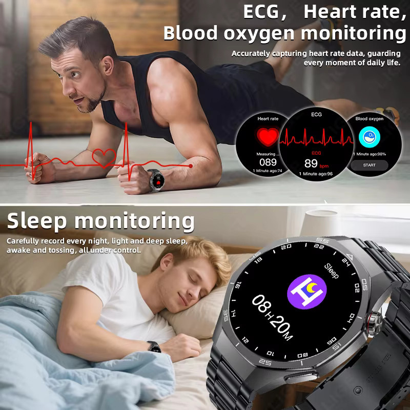 LIGE Smartwatch für Herren in Schwarz mit HD-Bildschirm, EKG-Funktion, Herzfrequenzmessung und Bluetooth-Anruffunktion, wasserdicht - Bild 5