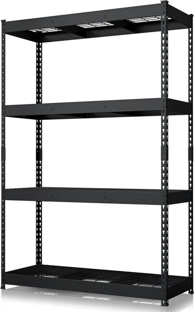 Floordirekt Schwerlastregal Yukon Rivet mit 4 Böden in Schwarz, Höhe: 180 cm, Breite: 120 cm, Tiefe: 45 cm - Bild 1