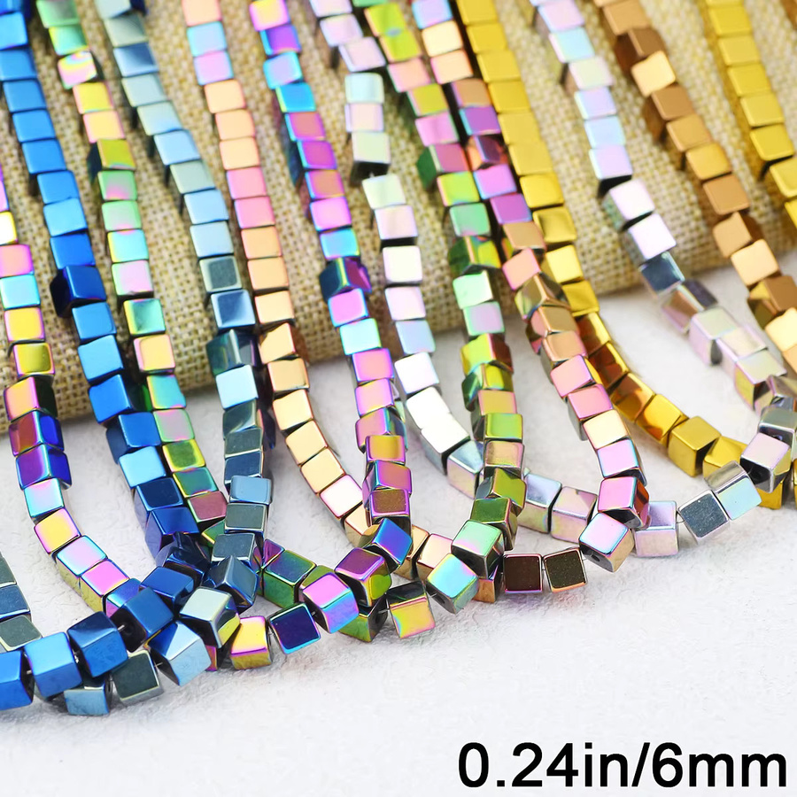 JHNBY Natursteinperlen Hämatit, quadratisch, 6 mm, 15 Zoll - Bild 2