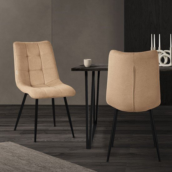2er Set Esszimmerstühle ML-Design in Hellbraun mit Polyesterbezug und Stahlbeinen, B/T/H: 50 x 43 x 89 cm - Bild 1