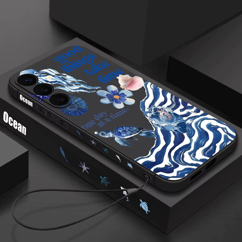 MOESOE Magnetische weiche Schutzhülle mit Meeresschildkröte in Wellen für Samsung Galaxy S25 S24 S23 S22 Ultra Plus und S24 FE, Farbe: Weiß, MagSafe kompatibel - Bild 2