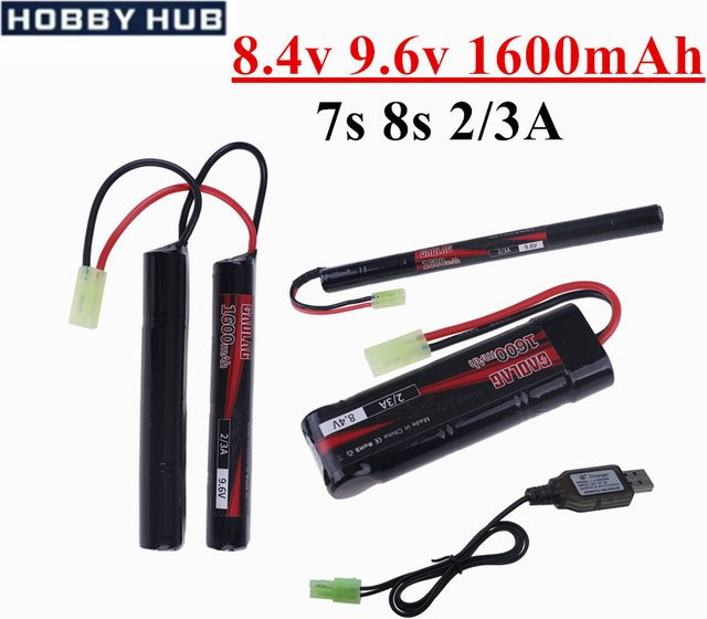 RC.BURST Akku mit USB-C Ladegerät und Mini-Tamiya-Anschluss für Airsoft-Pistolen, 1600mAh, Schwarz - Bild 1