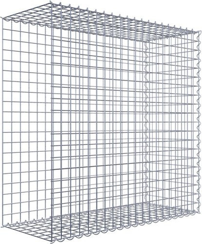 Gabiona Anbaukorb Typ 2 aus Stahl, silbergrau, B/T/H: 100 x 100 x 40 cm, Maschenweite: 5 x 5 cm - Bild 1