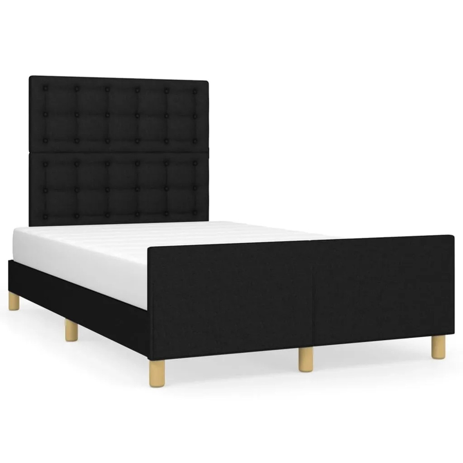 vidaXL Bettgestell mit Kopfteil in Schwarz aus Stoff und Holz, B/T/H: 118 x 120 x 203 cm - Bild 2