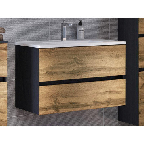 HELD MÖBEL Waschtisch Lucca in Weiss, modern und wandmontiert, Breite: 80 cm, Höhe: 54 cm, Tiefe: 47 cm - Bild 4