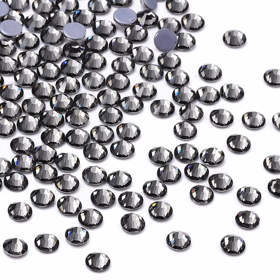 QIIY Schwarze Diamant-Glas-Strasssteine mit flacher Rückseite für Hot-Fix, Nagel-Edelsteine und DIY-Dekoration, SS6-SS30 - Bild 3