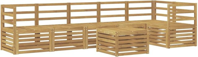vidaXL Outdoor-Sofagarnitur 7-teilig aus Akazienholz in Weiß mit L-Form und Latten-Design, B/T/H: 59 x 59 x 37 cm - Bild 1