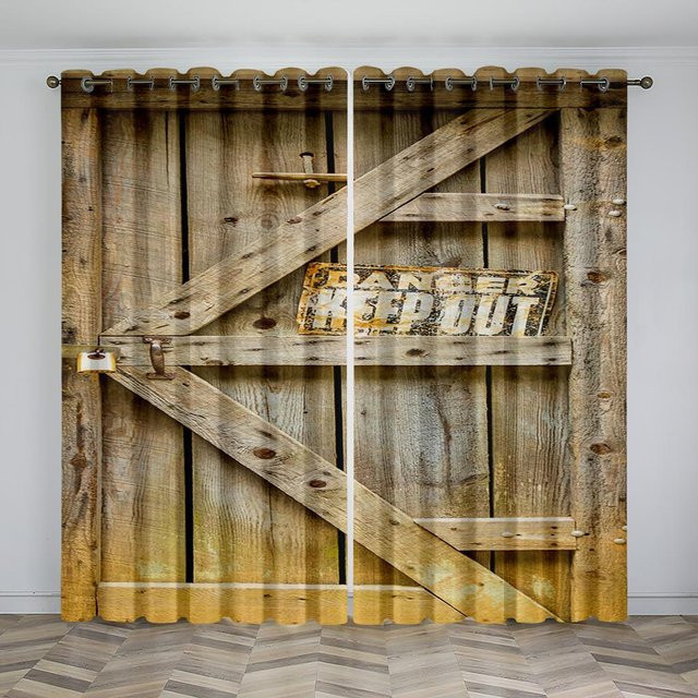 Yiran Furniture Verdunkelungsvorhänge im Scheunentor-Stil, 2er-Set, Grau, Breite: 65 cm, Höhe: 60 cm - Bild 1