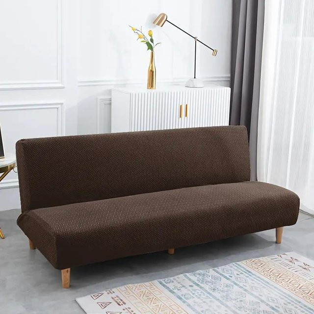 Yupartex Jacquard Sofabettbezug elastisch und rutschfest, armlose Couchbezüge für 1/2/3 Sitzer, Schwarz - Bild 1