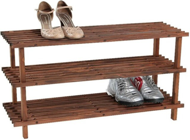 Kesper Schuhregal aus Tannenholz dunkel FSC, 3-stöckig, B/H/L: 26 x 77 x 40 cm - Bild 1