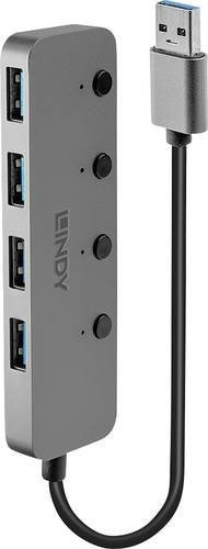 Lindy 4 Port USB 3.0 Hub mit einzeln schaltbaren Ein-/Ausschaltern in Grau - Bild 2