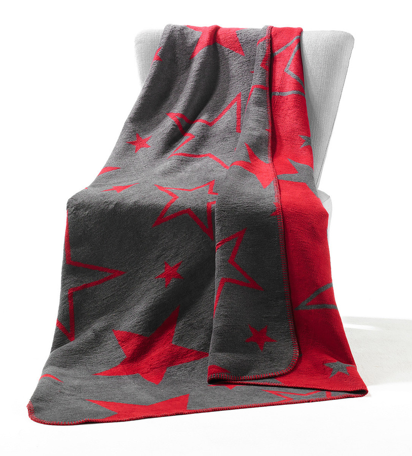Prinz Trend Wohndecke Big Star in Rot Multicolour, kuschelige Fleece-Decke mit Ornament-Muster, B/B: 200 x 150 cm - Bild 1