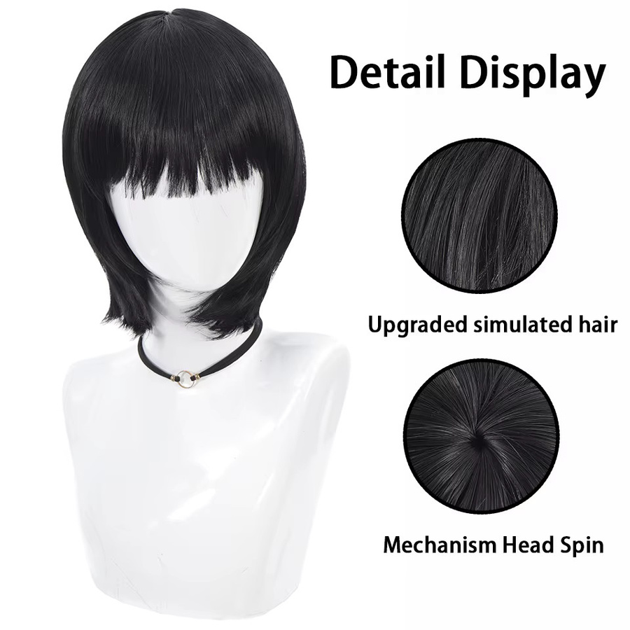 allaosify Bob-Perücke, Schwarz, Synthetisch, Damen - Bild 2