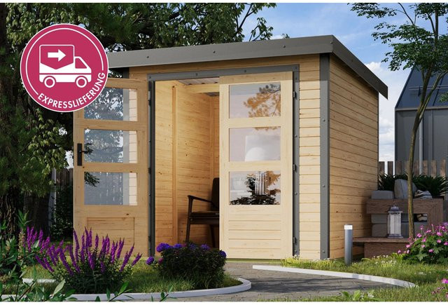 Karibu Holz-Gartenhaus mit Pultdach in Unbehandelt, modernes Design, B/T/H: 213 x 209 x 208,5 cm - Bild 1
