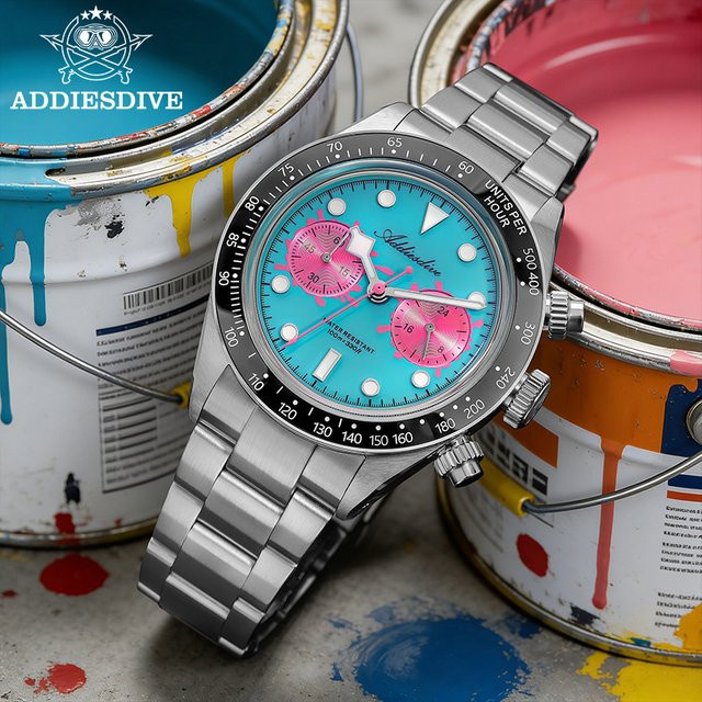 ADDIESDIVE Chronograph, Edelstahl, Quarz, Blau, Herren - Bild 1
