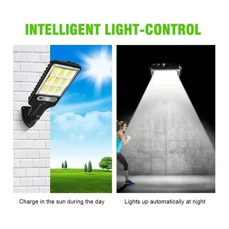 AmmToo COB Solarleuchten für den Außenbereich mit Bewegungsmelder, wasserdichte LED Sicherheitswandleuchte in Schwarz für Terrasse, Gartentür und Gartenwege - Bild 5