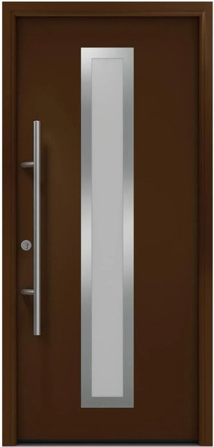 EcoStar Haustür Isopro Secur IPS 700S mit Glaseinsatz in Terrabraun, B: 110 cm, H: 210 cm, DIN Links - Bild 1
