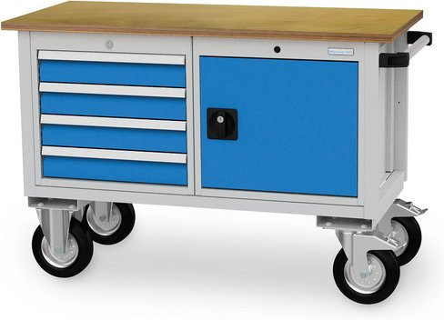 Bedrunka + Hirth Werkbank aus Stahl und Holz, grau, B/H/T: 120 x 82 x 54 cm - Bild 1
