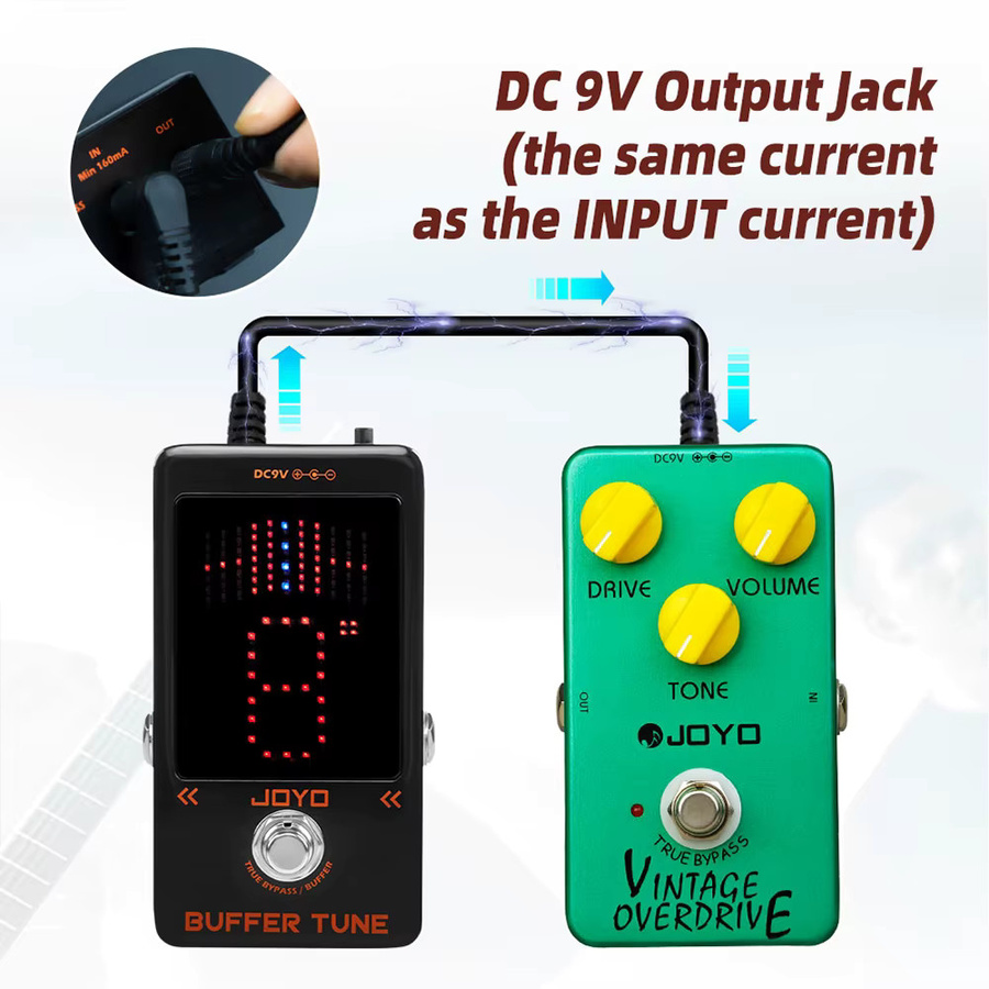 JOYO JF-19 Buffer Tune Gitarreneffektpedal in Schwarz für E-Gitarre und Bass mit hochpräzisem Tuning und True Buffer Modus - Bild 2
