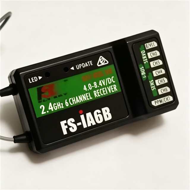 Flysky FS-iA6B 6-Kanal 2,4G Empfänger mit Doppelantenne in Schwarz für FPV-Drohnen und Flugzeuge mit fester Tragfläche - Bild 1
