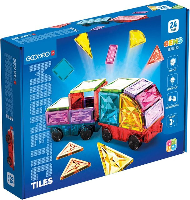 Geomag Magnetic Tiles Gems Vehicles, Fahrzeuge, 24-teiliges Set, ab 3 Jahren - Bild 1